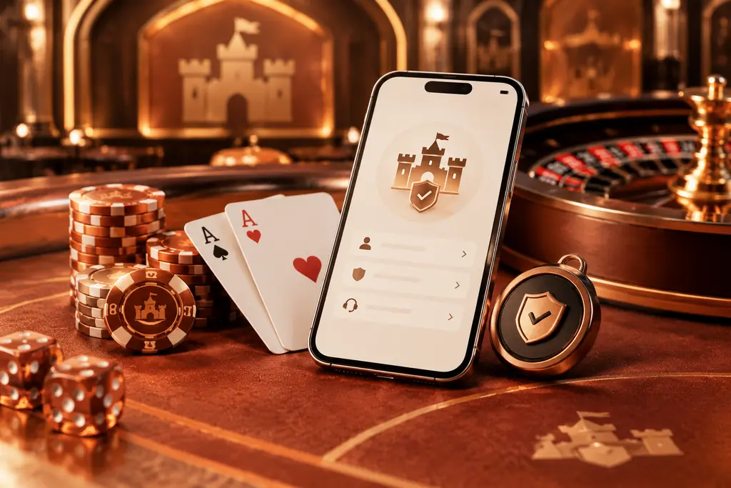 Ponsel dan kartu permainan di meja casino
